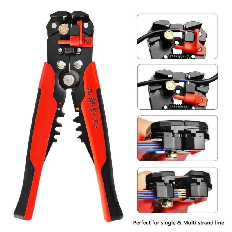 8-inch Cable Wire Stripper Automatic Wire Stripping Pliers Wire Clamping Tool Insulation Cable Crimpers Electrician’s Wire Cutter Bare Terminals & Insulated Terminals Crimping  |   Others Others Orange/Red/Yellow