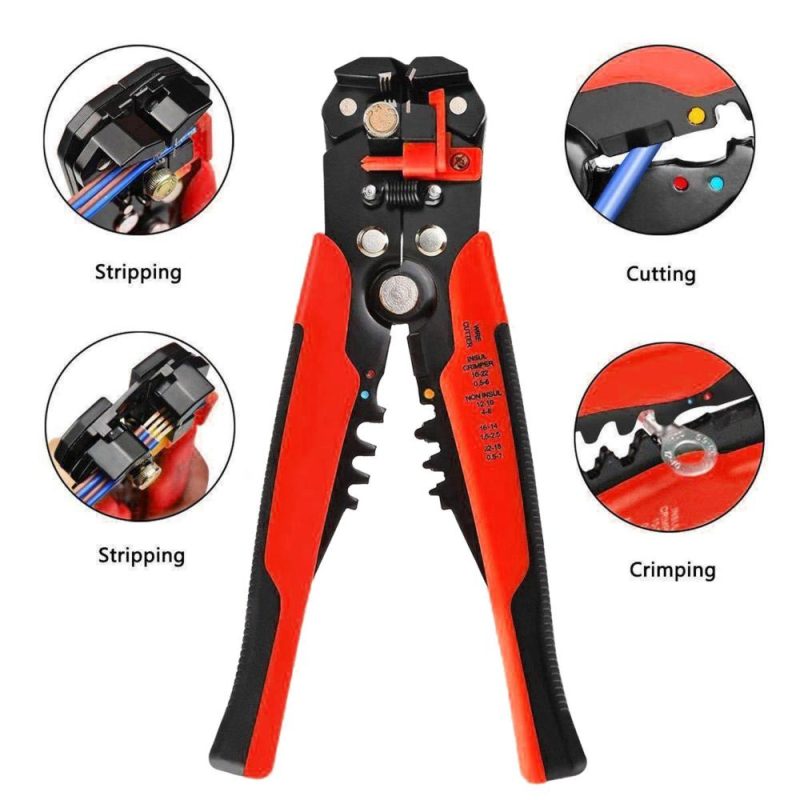 8-inch Cable Wire Stripper Automatic Wire Stripping Pliers Wire Clamping Tool Insulation Cable Crimpers Electrician’s Wire Cutter Bare Terminals & Insulated Terminals Crimping  |   Others Others Orange/Red/Yellow