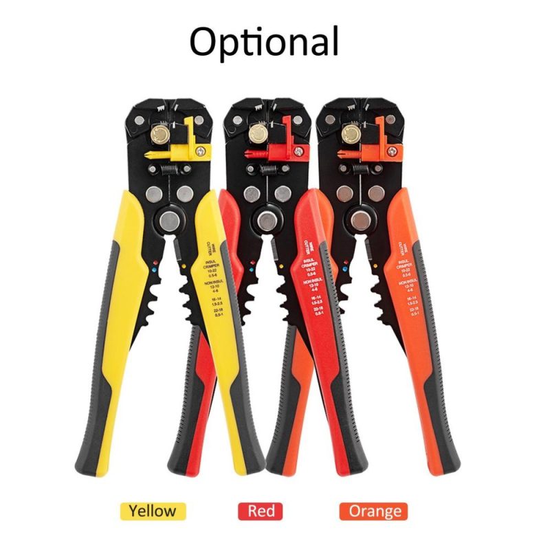 8-inch Cable Wire Stripper Automatic Wire Stripping Pliers Wire Clamping Tool Insulation Cable Crimpers Electrician’s Wire Cutter Bare Terminals & Insulated Terminals Crimping  |   Others Others Orange/Red/Yellow