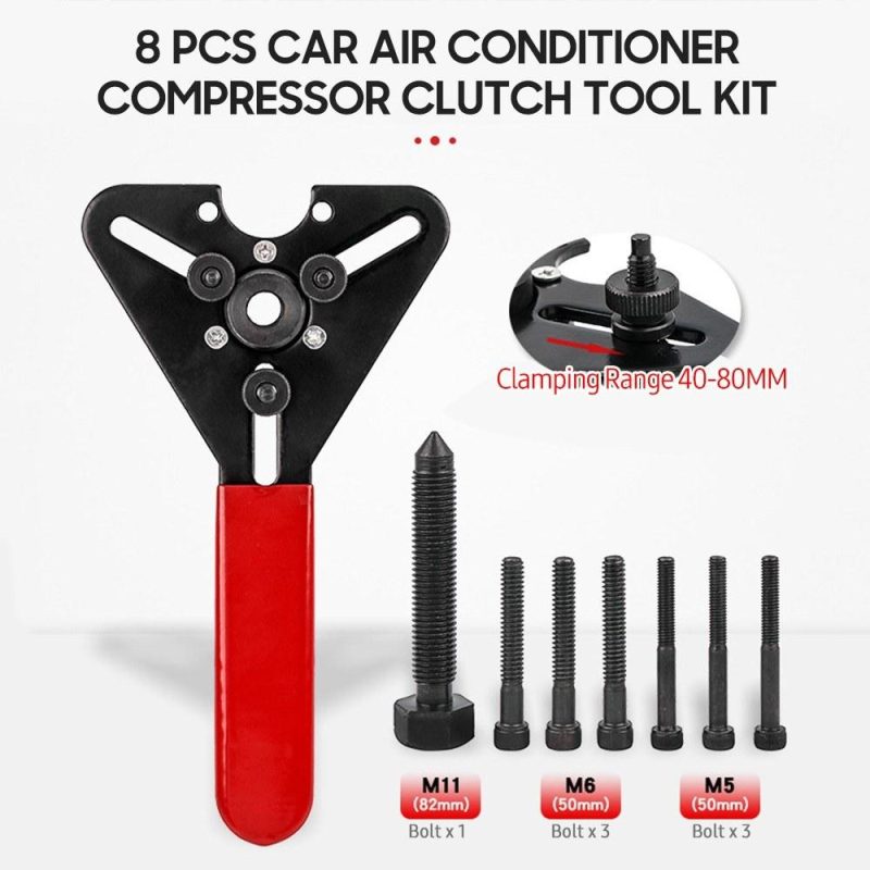 8 PCS Car Air Compressor Clutch Remover Installer Dual-use Wrench Tool Kit Automotive Air Conditioning Car Conditioner Repairing Tool  |   Others Hardware & Gadgets Black + Red