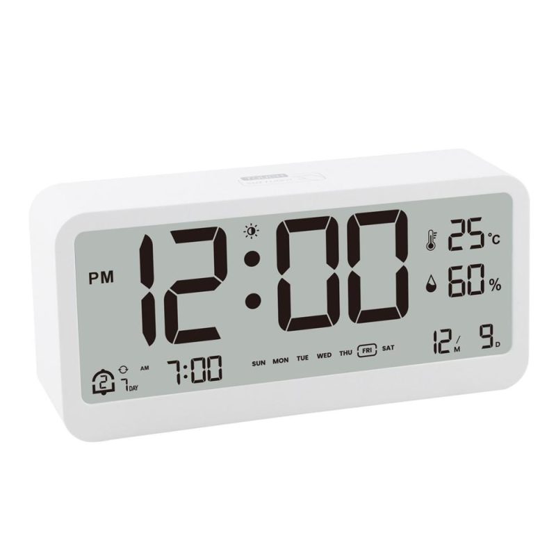 8001-EN Multifunctional Digital Clock LED Brightness Adjustable Temperature Humidity Displaying Alarm Clock with Dual Alarms Modes, Week & Date & Month Display, 12/24H Format, Snooze Function, Auto-Dimming, Light-at-Night Mode  |   Temperature & Humidity Measurements Measurement & Analysis Instruments Black + White