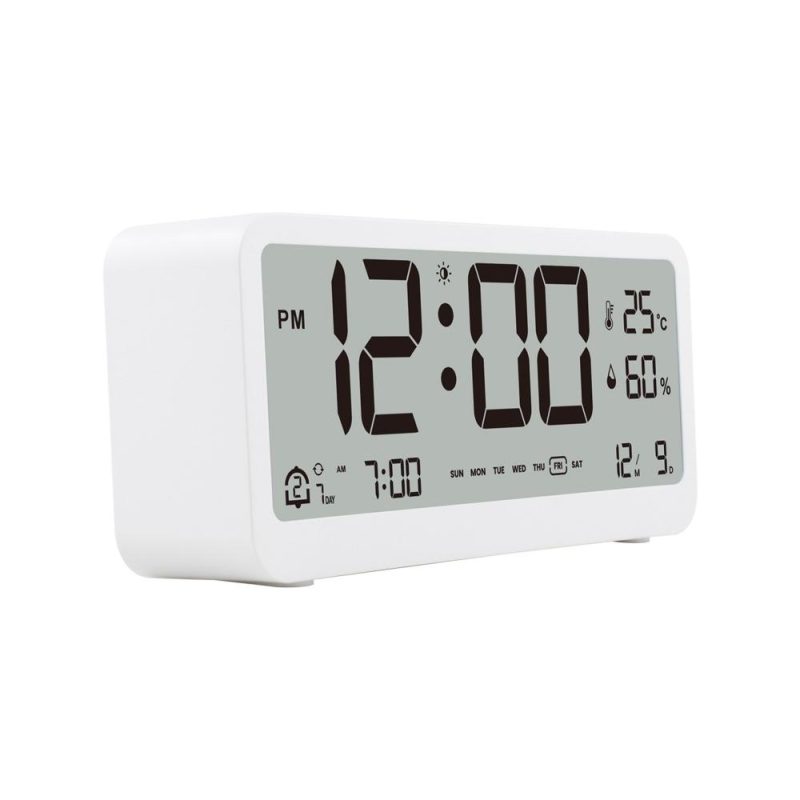 8001-EN Multifunctional Digital Clock LED Brightness Adjustable Temperature Humidity Displaying Alarm Clock with Dual Alarms Modes, Week & Date & Month Display, 12/24H Format, Snooze Function, Auto-Dimming, Light-at-Night Mode  |   Temperature & Humidity Measurements Measurement & Analysis Instruments Black + White