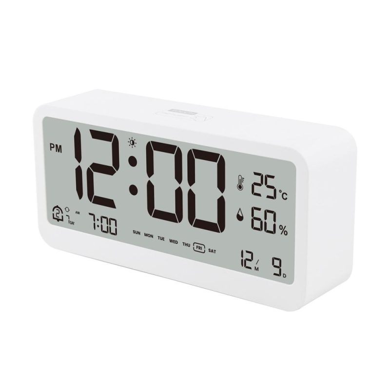 8001-EN Multifunctional Digital Clock LED Brightness Adjustable Temperature Humidity Displaying Alarm Clock with Dual Alarms Modes, Week & Date & Month Display, 12/24H Format, Snooze Function, Auto-Dimming, Light-at-Night Mode  |   Temperature & Humidity Measurements Measurement & Analysis Instruments Black + White