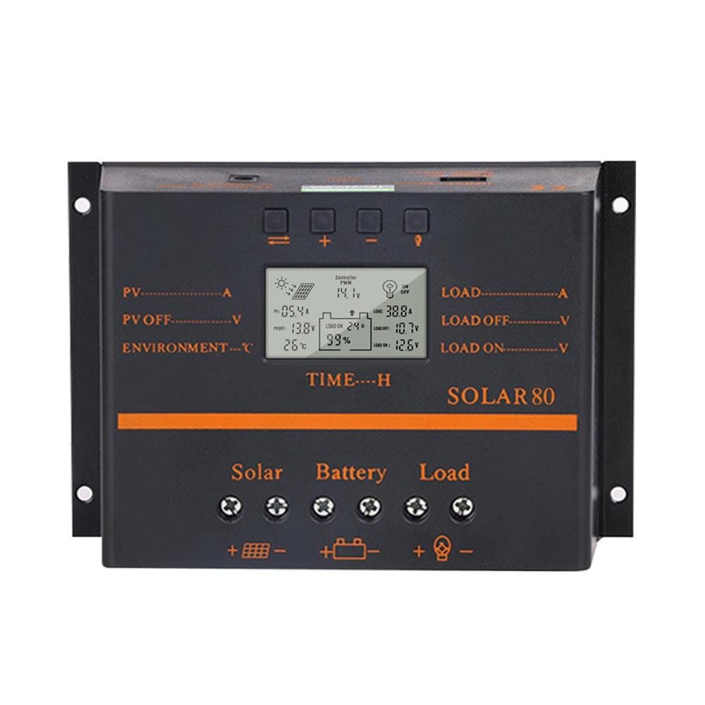 80A PWM Solar Charge Controller 12V/ 24V Self-Adapting LCD Solar Panel Battery Charge Discharge Regulator with 5V USB Output Temperature Compensation Multiple Protections  |   Electrical Equipment & Supplies Electrical Equipment & Supplies Electrical Equipment & Supplies