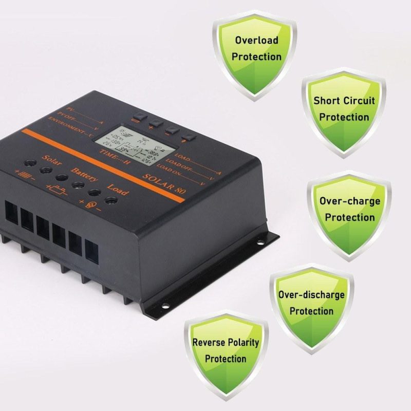 80A PWM Solar Charge Controller 12V/ 24V Self-Adapting LCD Solar Panel Battery Charge Discharge Regulator with 5V USB Output Temperature Compensation Multiple Protections  |   Electrical Equipment & Supplies Electrical Equipment & Supplies Electrical Equipment & Supplies