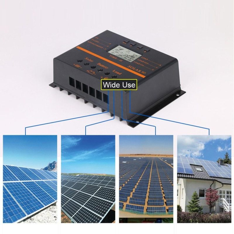 80A PWM Solar Charge Controller 12V/ 24V Self-Adapting LCD Solar Panel Battery Charge Discharge Regulator with 5V USB Output Temperature Compensation Multiple Protections  |   Electrical Equipment & Supplies Electrical Equipment & Supplies Electrical Equipment & Supplies