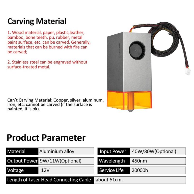 80W Alloy Laser Module Laser Engraving Module Laser Head Module Built-in Air Pump with Air Auxiliary Function  |   Laser Rangefinders Laser Rangefinders Laser Rangefinders