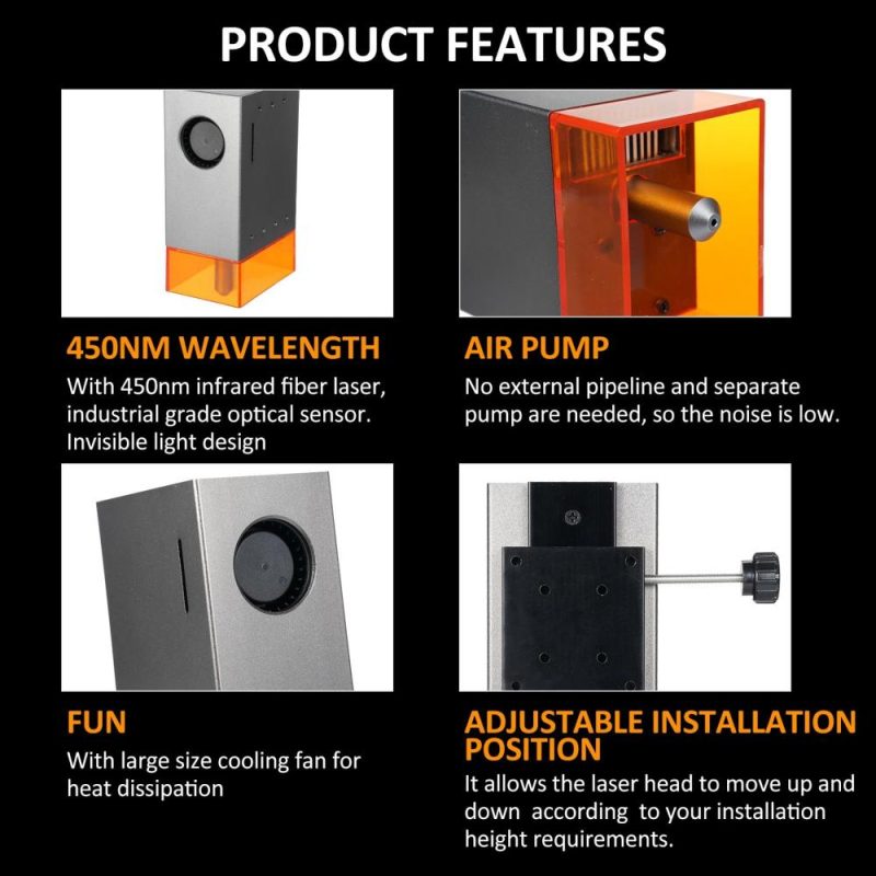 80W Alloy Laser Module Laser Engraving Module Laser Head Module Built-in Air Pump with Air Auxiliary Function  |   Laser Rangefinders Laser Rangefinders Laser Rangefinders