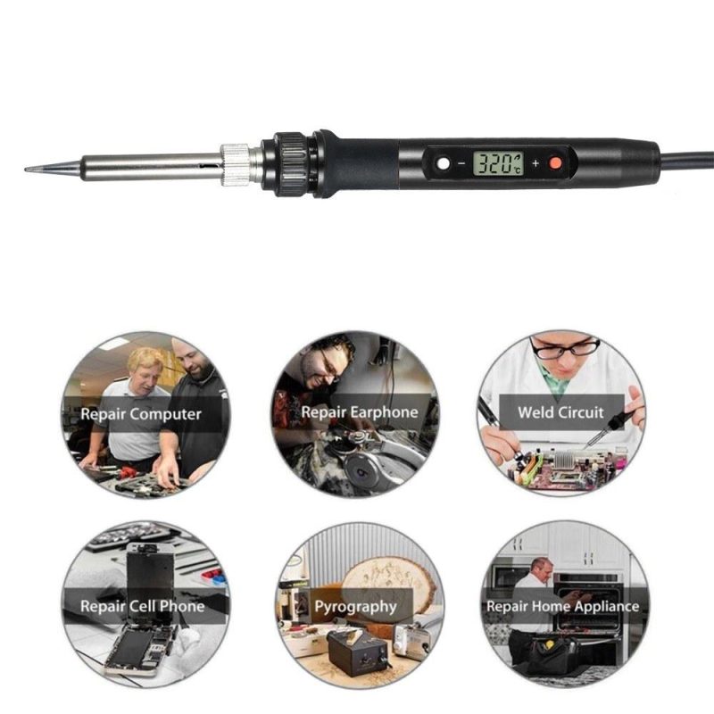 80W Professional LCD Digital Temperature Adjustable Electric Soldering Iron Tool Lead-free Mini Soldering Station  |   Electrical Equipment & Supplies Electrical Equipment & Supplies Black + Red