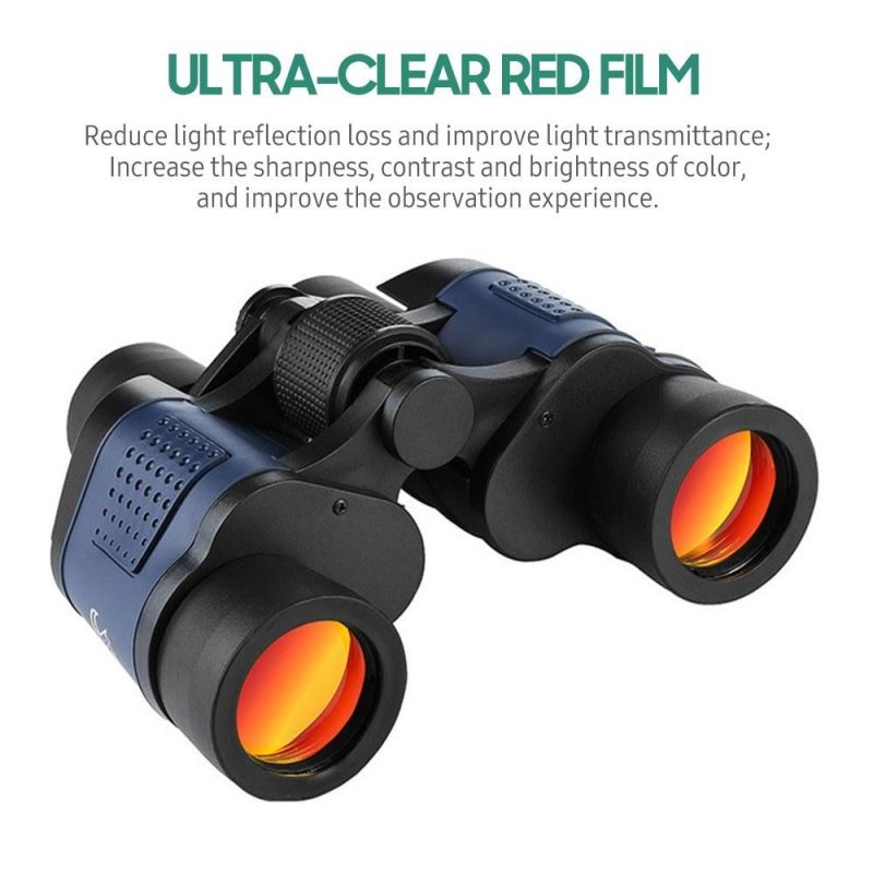 80×80 Binoculars Low Light Night Vision BAK4 Prism Waterproof Binoculars with Compass and Carrying Lanyard for Bird Watching Concerts  |   Microscopes & Endoscope Measurement & Analysis Instruments Black