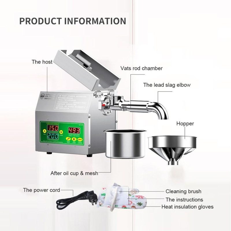 820W Electric Oil Press Machine Cold Hot Pressing Modes Stainless Steel Seed Oil Maker 40-240℃ Intelligent Temperature Control Automatic Organic Oil Extractor for Commercial Home Kitchen  |   Electrical Equipment & Supplies Electrical Equipment & Supplies Electrical Equipment & Supplies