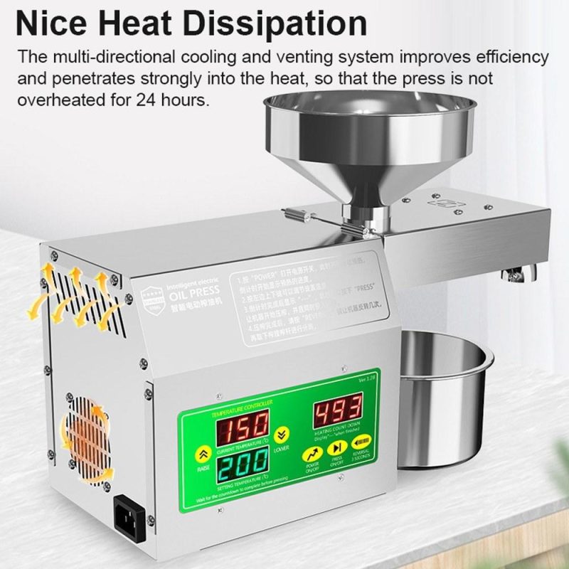 820W Electric Oil Press Machine Cold Hot Pressing Modes Stainless Steel Seed Oil Maker 40-240℃ Intelligent Temperature Control Automatic Organic Oil Extractor for Commercial Home Kitchen  |   Electrical Equipment & Supplies Electrical Equipment & Supplies Electrical Equipment & Supplies