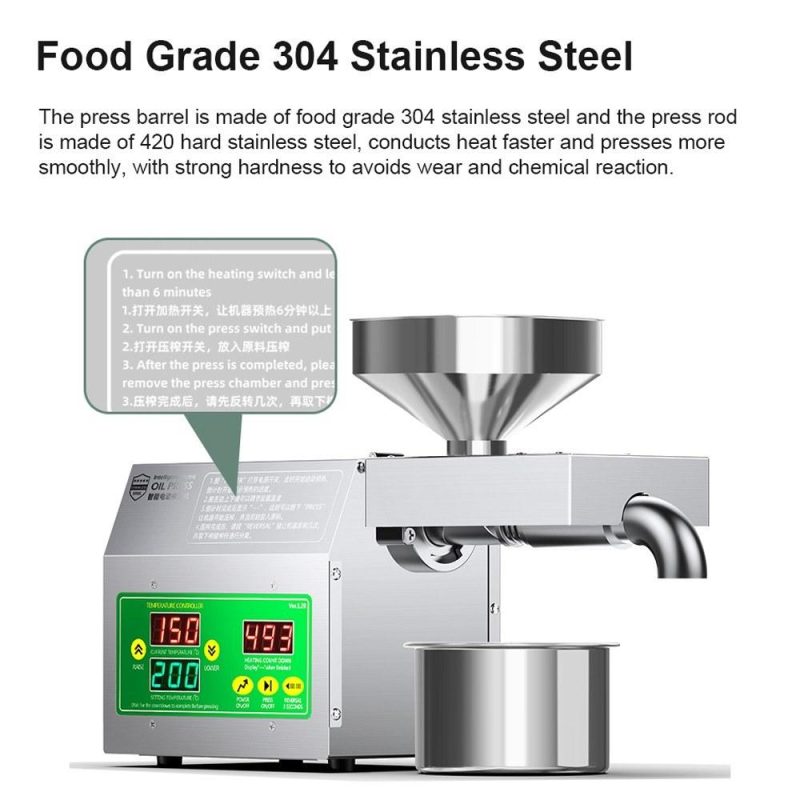 820W Electric Oil Press Machine Cold Hot Pressing Modes Stainless Steel Seed Oil Maker 40-240℃ Intelligent Temperature Control Automatic Organic Oil Extractor for Commercial Home Kitchen  |   Electrical Equipment & Supplies Electrical Equipment & Supplies Electrical Equipment & Supplies