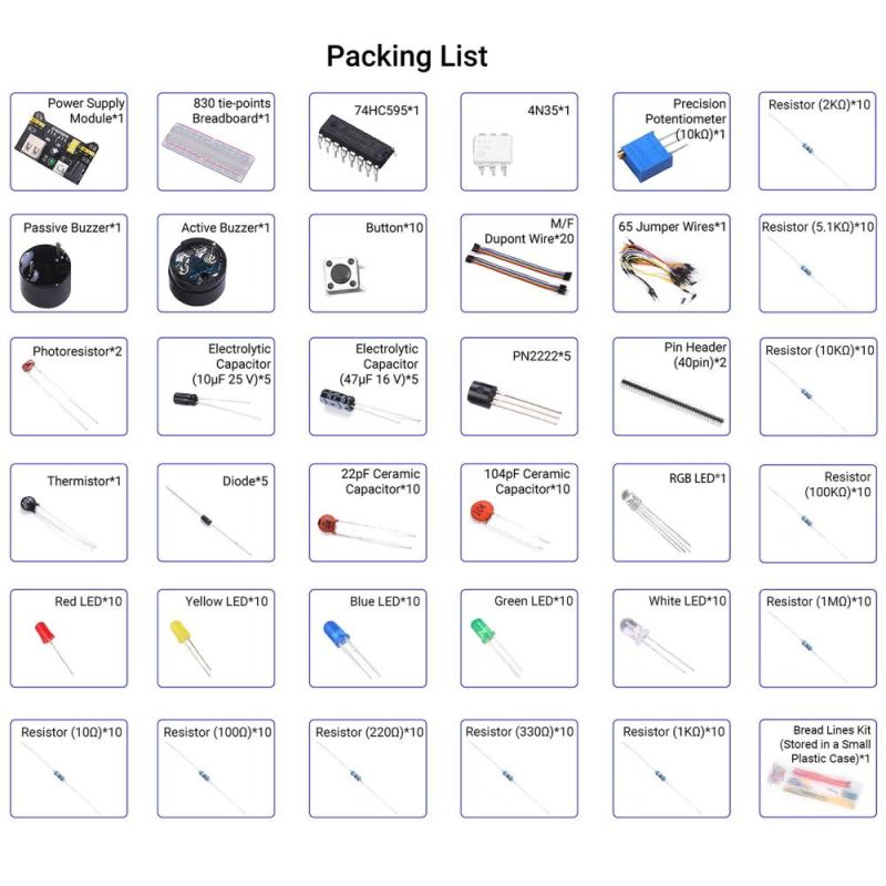 830 Breadboard Set Electronics Component Starter DIY Kit with Plastic Box Compatible with Arduino UNO R3 Component Package  |   Connectors & Components Connectors & Components Connectors & Components