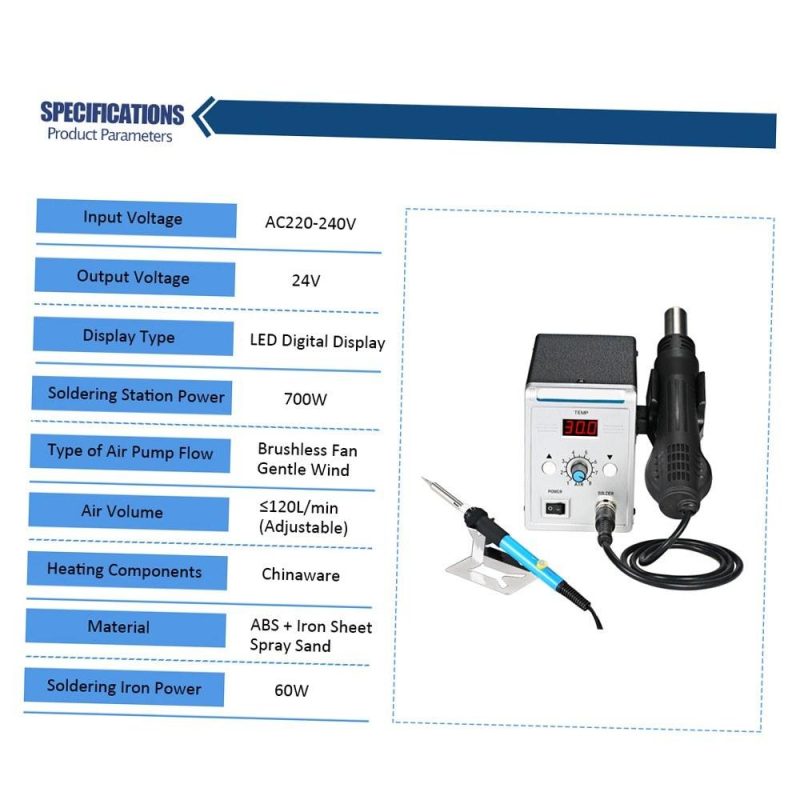 858D 700W High Quality Soldering Station LED Digital Solder Iron Desoldering Station BGA Rework Solder Station Hot Air Gun + Electric Iron Set for SMD SMT DIP  |   Electrical Soldering Welding Tools Electrical Soldering Welding Tools Electrical Soldering Welding Tools