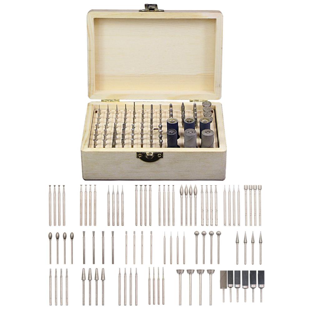 86pcs Rotary Tool Accessories Kit Diamond Burr Bits Drill Polishing Kit for Sanding Polishing Cutting Carving Wood Stone Jewelry Glass Ceramic with Wooden Case  |   Others Hardware & Gadgets Others