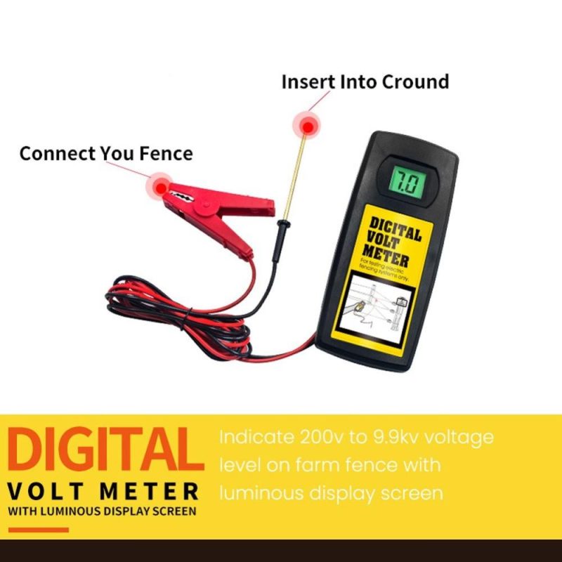 9.9KV Digital Fence Tester Home Garden Horse Livestock Electric Fence Voltmeter LCD Display with Backlight  |   Digital Multimeters & Oscilloscopes Digital Multimeters & Oscilloscopes Black