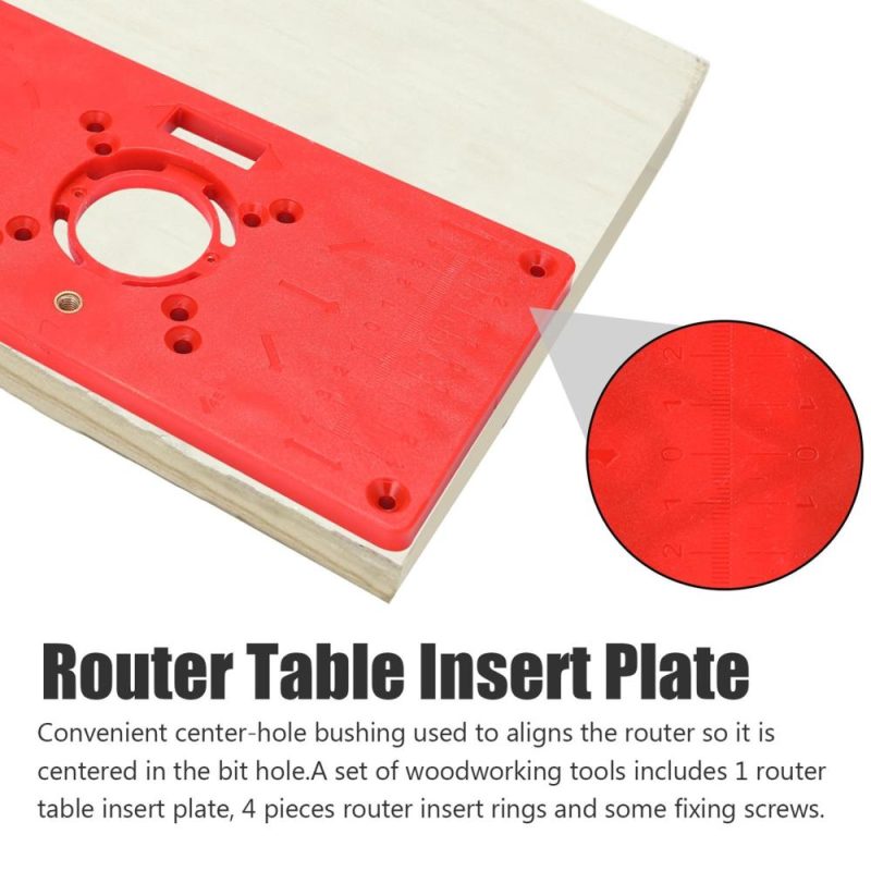 ABS Plastics Woodworking Engraving Machine Flip Board Milling And Slotting Tool Trimming Machine Woodworking Tool Multifunctional Router Table Insert Plate With 4 Rings  |   Hardware & Accessories Hardware & Accessories Hardware & Accessories