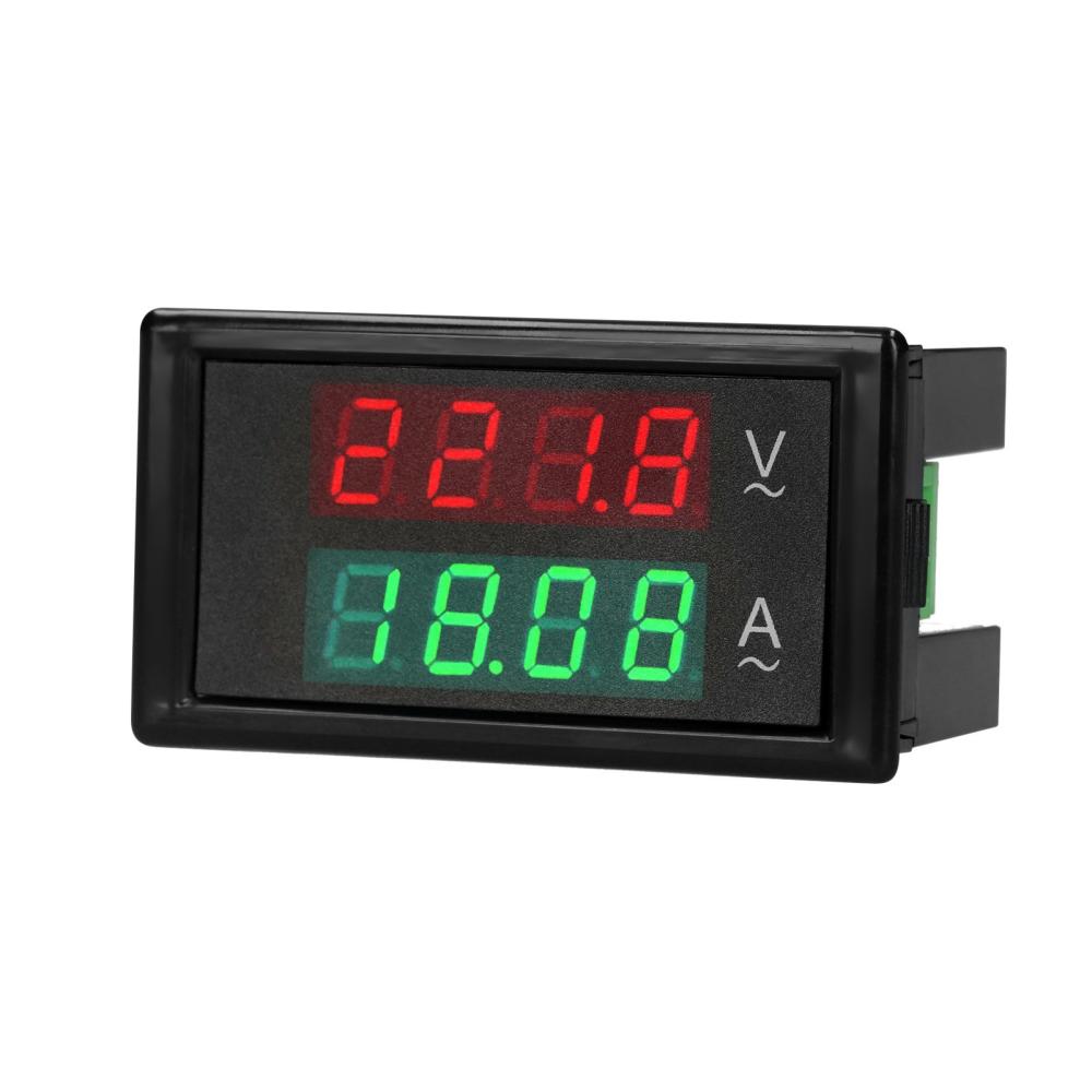 AC 80-300V 100A Digital Voltmeter Ammeter Amperage Tester Gauge Green Red LED Amp Dual Display AC Panel Current Meter Tester with Current Transformer  |   Voltage & Current Testers Measurement & Analysis Instruments Black