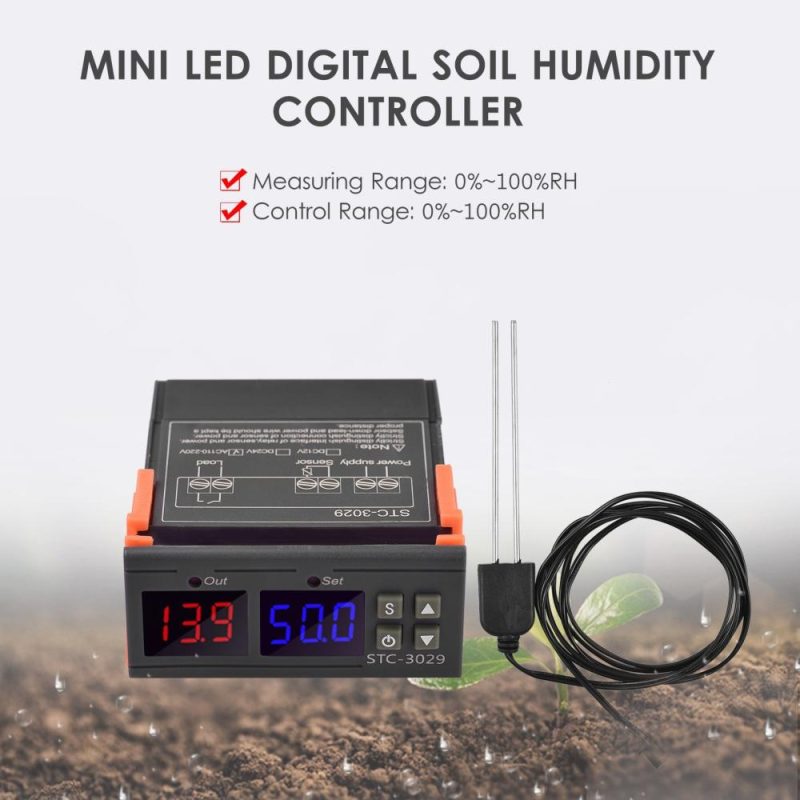 AC110V-220V 10A Mini LED Digital Soil Humidity Controller with Sensor 0%~100%RH Measuring Range with 1M Humidity Controller Sensor Probe  |   Temperature & Humidity Measurements Measurement & Analysis Instruments Temperature & Humidity Measurements