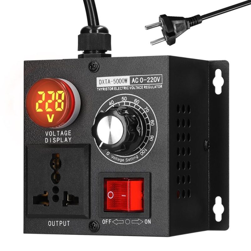 AC220V 5000W Stepless Voltage Regulator Portable Variable Monophase Voltage Controller Temperature Speed Light Adjuster  |   Other Instruments Measurement & Analysis Instruments Black