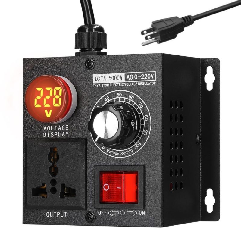 AC220V 5000W Stepless Voltage Regulator Portable Variable Monophase Voltage Controller Temperature Speed Light Adjuster  |   Other Instruments Measurement & Analysis Instruments Black