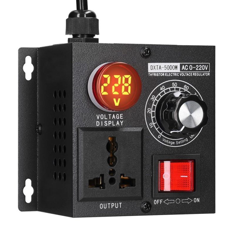 AC220V 5000W Stepless Voltage Regulator Portable Variable Monophase Voltage Controller Temperature Speed Light Adjuster  |   Other Instruments Measurement & Analysis Instruments Black