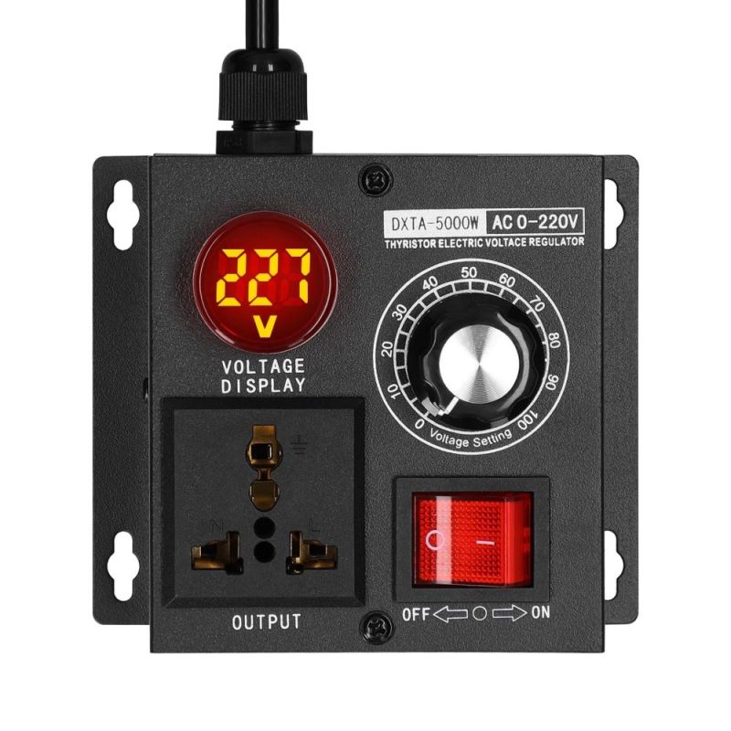 AC220V 5000W Stepless Voltage Regulator Portable Variable Monophase Voltage Controller Temperature Speed Light Adjuster  |   Other Instruments Measurement & Analysis Instruments Black