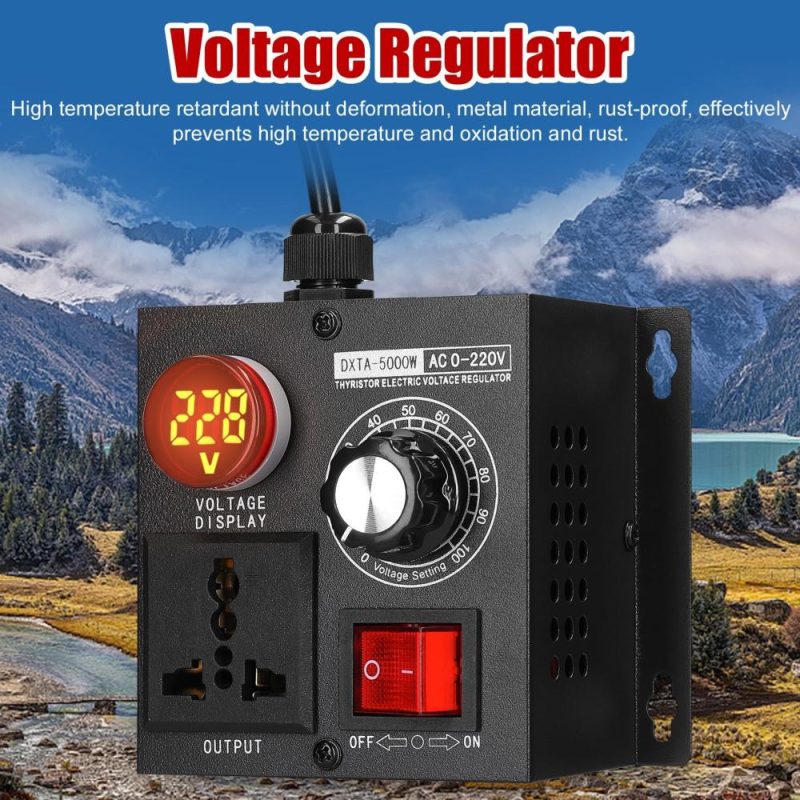 AC220V 5000W Stepless Voltage Regulator Portable Variable Monophase Voltage Controller Temperature Speed Light Adjuster  |   Other Instruments Measurement & Analysis Instruments Black