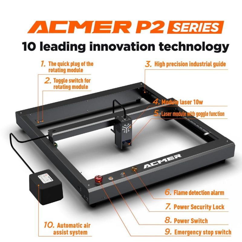 ACMER P2 11W Laser Engraver with Automatic Air Assist System  |   Laser Equipment Laser Equipment Laser Equipment