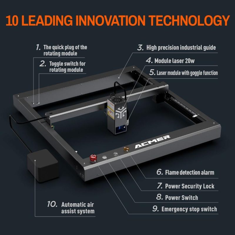 ACMER P2 22W Laser Engraver with Automatic Air-assist System  |   Laser Equipment Laser Equipment Laser Equipment