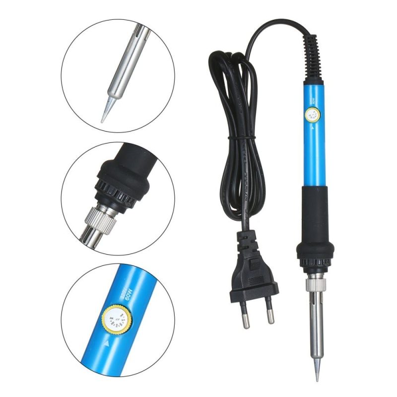 Adjustable Temperature Soldering Iron Kit 220V 60W Digital Multimeter Soldering Tips Desoldering Pump Cutter Solder Wire  |   Electrical Soldering Welding Tools Electrical Soldering Welding Tools Electrical Soldering Welding Tools