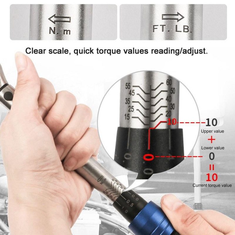 Adjustable Torque Wrench Set 1/4Inch 3/8Inch Drive Spanner Kit 5-30N.m 10-60N.m Hand Tool Bicycle Motorbike Car Repairing Accessory  |   Wrenches Professional Tools Wrenches