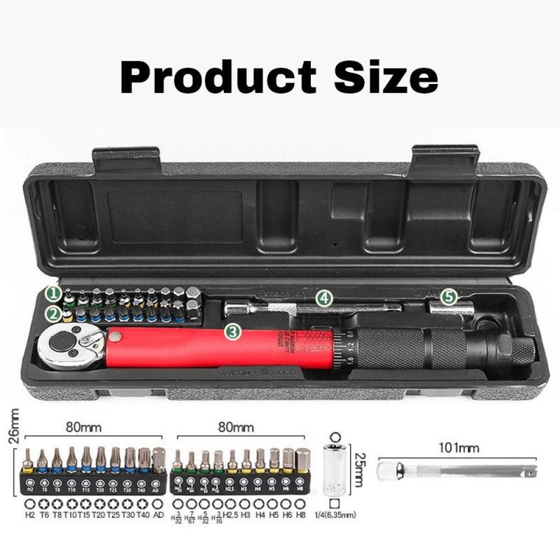 Adjustable Torque Wrench Set 1/4Inch Drive Spanner Kit 2-24N.m Hand Tool Bicycle Motorbike Car Repairing Accessory  |   Wrenches Professional Tools Multicolor