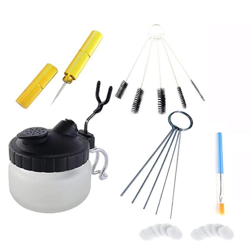 Airbrush Washing Tool Set Clean Pot Air Brush Pen Holder Paint Cleaning Jar Bottle Needle Nozzle Bristles Brushs Sponge Filters Set Spray Machine Wash Tools  |   Others Others Others