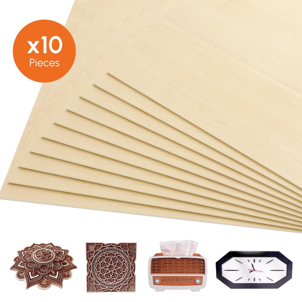 Algolaser 10PCS 30*30cm Plywood Plates 11.8*11.8in Basswood Sheets Square Unfinished Wood Board for DIY Crafts Laser Cutting Wood Burning Painting Model Carving  |   Laser Equipment Laser Equipment Laser Equipment