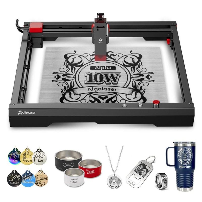 Algolaser Alpha 10W Laser Engraver and Cutter 20000mm/min Fast Speed  |   Laser Equipment Laser Equipment Black + Red