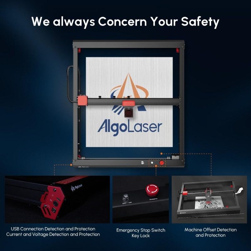 Algolaser Alpha 10W Laser Engraver and Cutter 20000mm/min Fast Speed  |   Laser Equipment Laser Equipment Black + Red