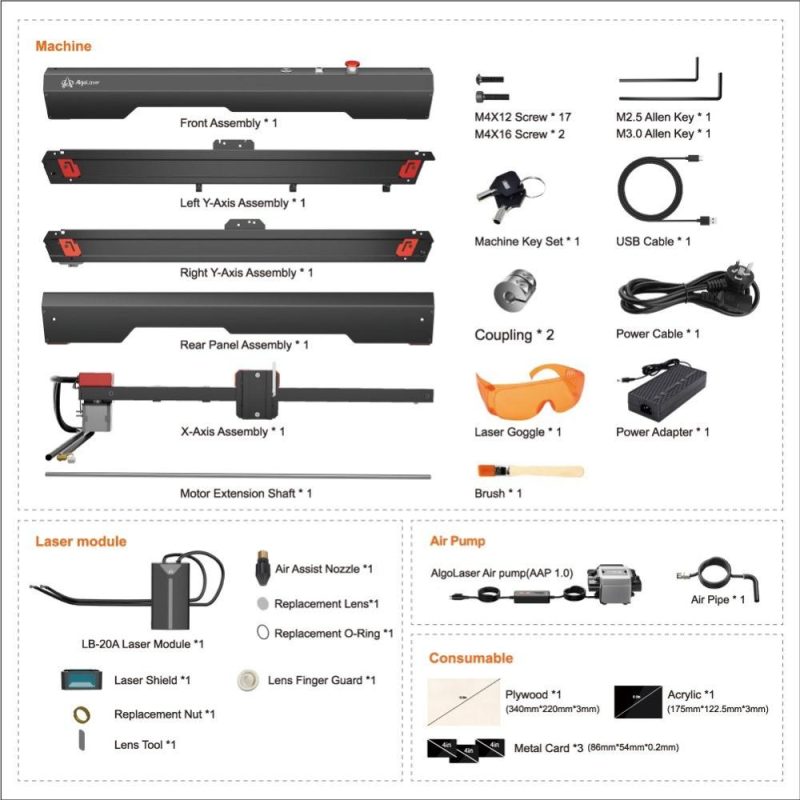 Algolaser Alpha 22W Laser Engraver with Auto Air Pump 20000mm/min High Speed  |   Laser Equipment Laser Equipment Laser Equipment