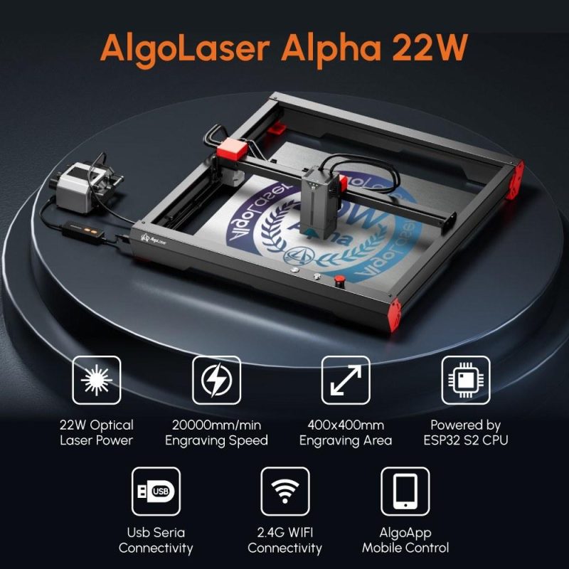 Algolaser Alpha 22W Laser Engraver with Auto Air Pump 20000mm/min High Speed  |   Laser Equipment Laser Equipment Laser Equipment