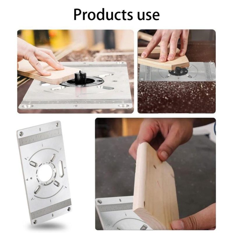 Aluminum Alloy Router Table Insert Plate Trimming Machine Engraving Tool Flip Board with 4 Rings for Woodworking  |   Others Hardware & Gadgets Others