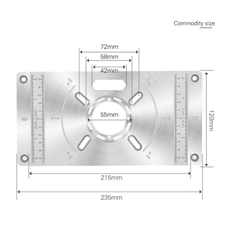 Aluminum Alloy Router Table Insert Plate Trimming Machine Engraving Tool Flip Board with 4 Rings for Woodworking  |   Others Hardware & Gadgets Others