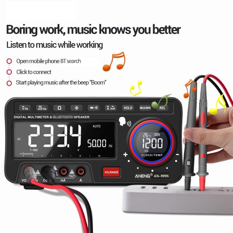 ANENG 2-In-1 BT Speaker AC/DC Bench Multimeter 19999 Counts True-RMS Voice Broadcast Multimeter (without Rechargeable Battery)  |   Digital Multimeters & Oscilloscopes Digital Multimeters & Oscilloscopes Black