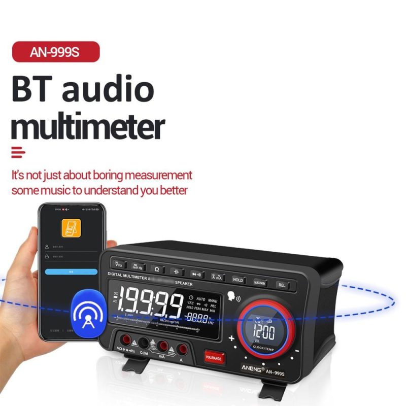 ANENG 2-In-1 BT Speaker AC/DC Bench Multimeter 19999 Counts True-RMS Voice Broadcast Multimeter (without Rechargeable Battery)  |   Digital Multimeters & Oscilloscopes Digital Multimeters & Oscilloscopes Black