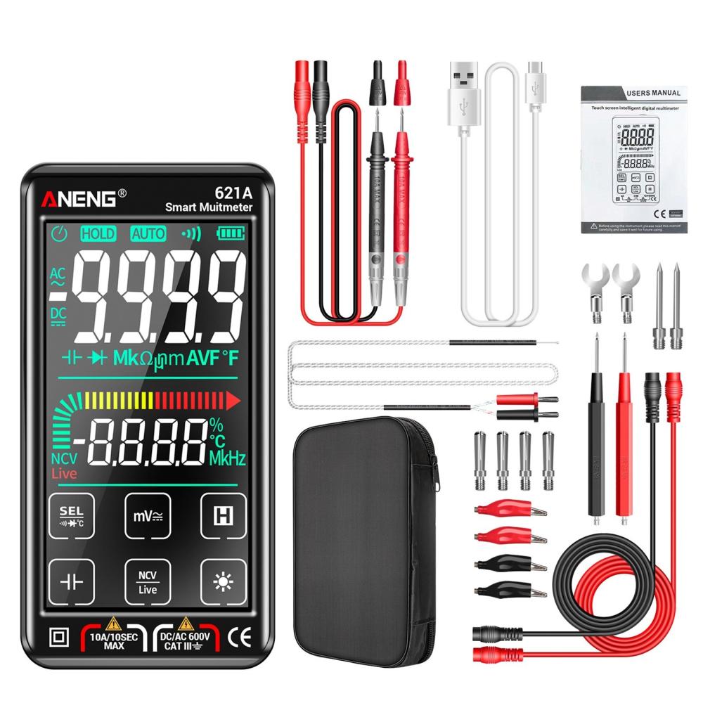 ANENG 621A Touch Screen Intelligent Digital Multimeter 9999 Counts Auto Range Rechargeable Portable NCV Universal Meter Voltmeter Ammeter  |   Digital Multimeters & Oscilloscopes Digital Multimeters & Oscilloscopes Black + Red