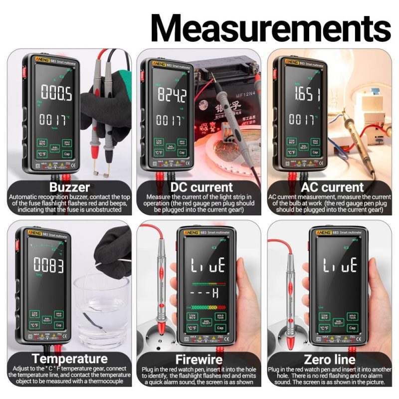 ANENG 683 6000 Counts Large Touch Screen Digital Multimeter Smart Anti-burn Rechargeable Universal Meter VA Reverse Display NCV Tester  |   Digital Multimeters & Oscilloscopes Digital Multimeters & Oscilloscopes Digital Multimeters & Oscilloscopes