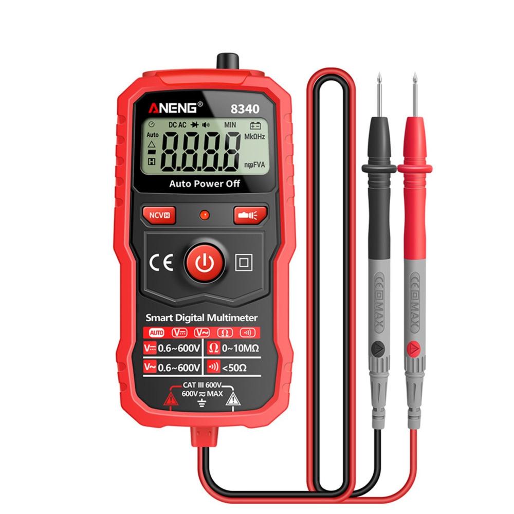 ANENG 8340 Smart Digital Multimeter Auto Recognition 1999 Counts Voltmeter Electric Test Pen with Backlight Screen Flashlight NCV Induction AC DC Voltage Resistance Breakpoint Live Wire Testing  |   Digital Multimeters & Oscilloscopes Digital Multimeters & Oscilloscopes Black + Red