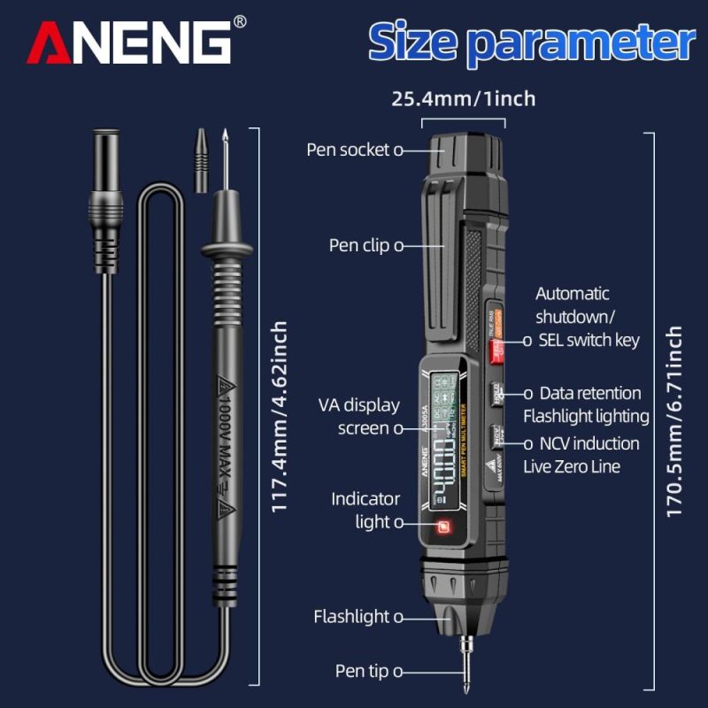 ANENG A3005A/B Digital Intelligent Professional Multimeter Sensor Pen Phase Sequence Tester AC Voltage Meter Non-Contact Voltmeter Electric Tool  |   Digital Multimeters & Oscilloscopes Digital Multimeters & Oscilloscopes Digital Multimeters & Oscilloscopes