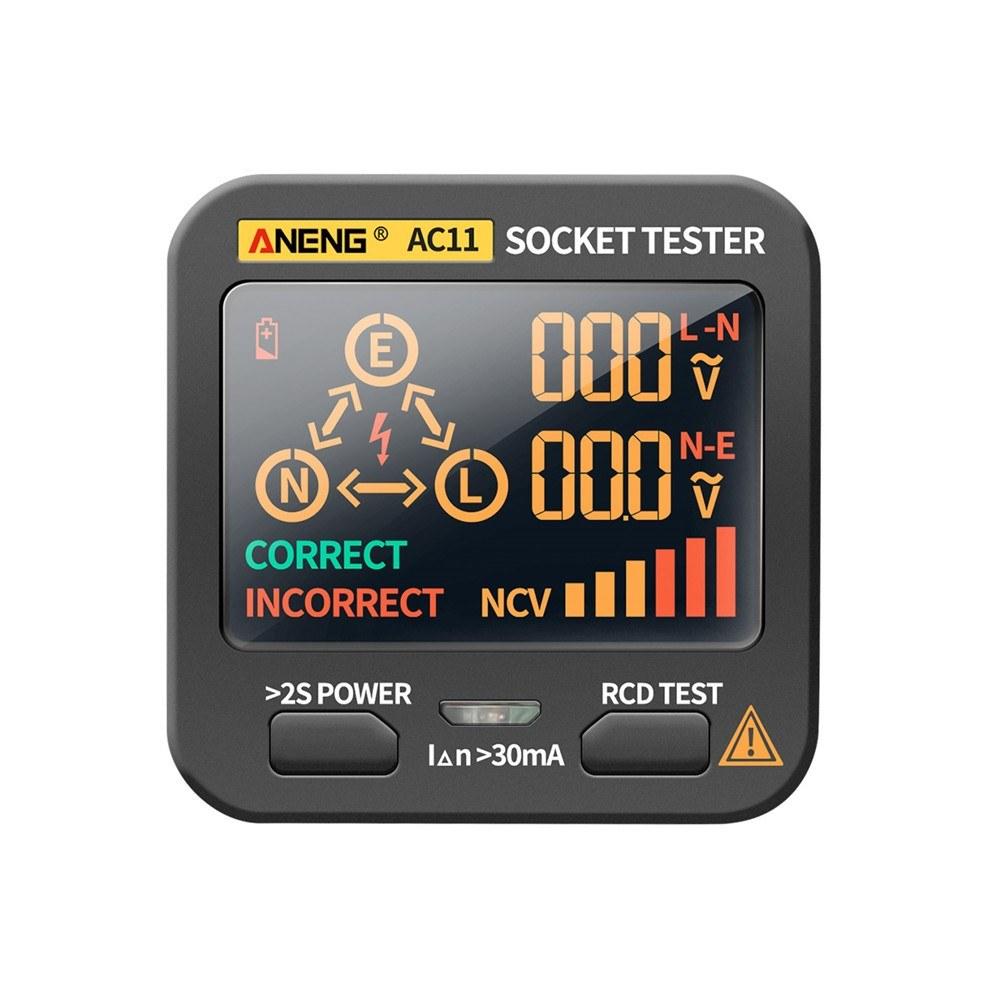 ANENG AC11 Socket Tester Electric Leakage Detector LCD Display  |   Voltage & Current Testers Measurement & Analysis Instruments Black