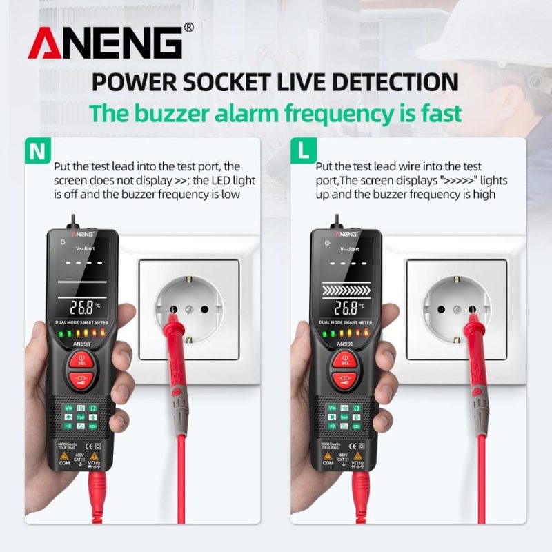 ANENG Intelligent Digital Multimeter Fully Automatic Non-Contact Tester Digital NCV Tester VA Display  |   Digital Multimeters & Oscilloscopes Digital Multimeters & Oscilloscopes Black